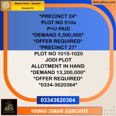 125 Sq. Yards Residential Plot for Sale in Precinct 24 -  Bahria Town, Karachi - (BP-190229)