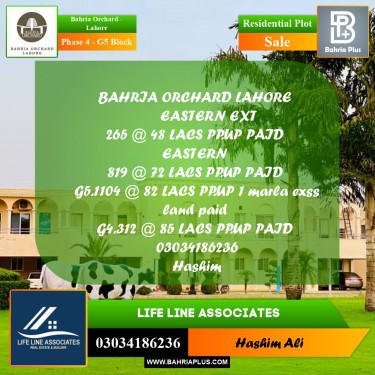 Residential Plot for Sale in Phase 4 - G5 Block -  Bahria Orchard, Lahore - (BP-190264)