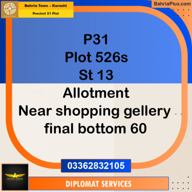 Residential Plot for Sale in Precinct 31 Plot -  Bahria Town, Karachi - (BP-190323)