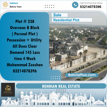 Residential Plot for Sale in Bahria Town, Lahore - (BP-190327)