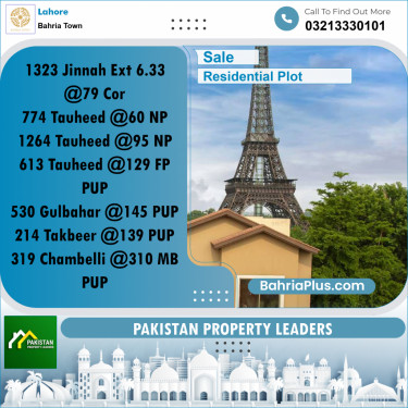 Residential Plot for Sale in Bahria Town, Lahore - (BP-190356)