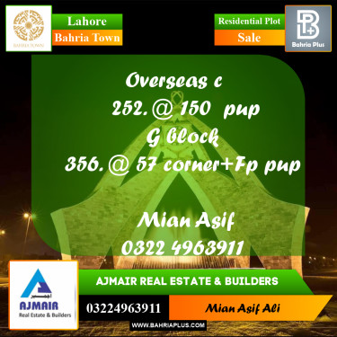 Residential Plot for Sale in Bahria Town, Lahore - (BP-190357)