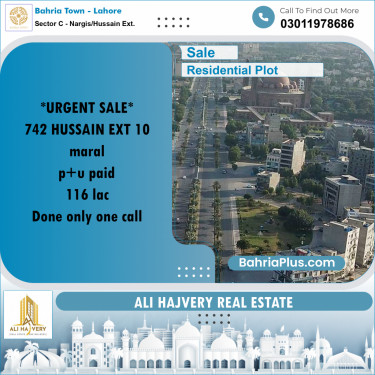 Residential Plot for Sale in Sector C - Nargis/Hussain Ext. -  Bahria Town, Lahore - (BP-190385)