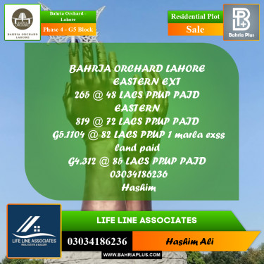 Residential Plot for Sale in Phase 4 - G5 Block -  Bahria Orchard, Lahore - (BP-190445)