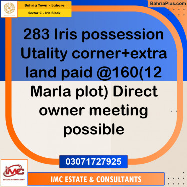 Residential Plot for Sale in Sector C - Iris Block -  Bahria Town, Lahore - (BP-190528)