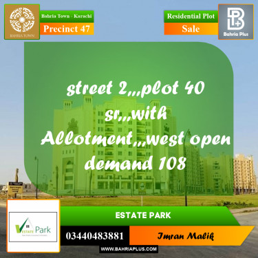 250 Sq. Yards Residential Plot for Sale in Precinct 47 -  Bahria Town, Karachi - (BP-190538)