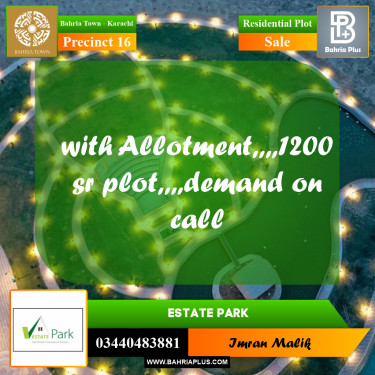 250 Sq. Yards Residential Plot for Sale in Precinct 16 -  Bahria Town, Karachi - (BP-190539)