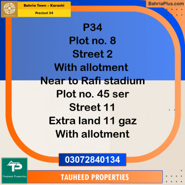 250 Sq. Yards Residential Plot for Sale in Precinct 34 -  Bahria Town, Karachi - (BP-190580)