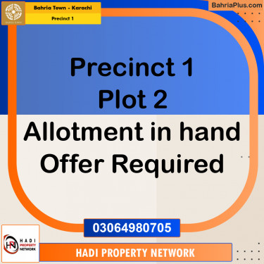 250 Sq. Yards Residential Plot for Sale in Precinct 1 -  Bahria Town, Karachi - (BP-190587)