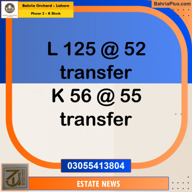 Residential Plot for Sale in Phase 2 - K Block -  Bahria Orchard, Lahore - (BP-190605)