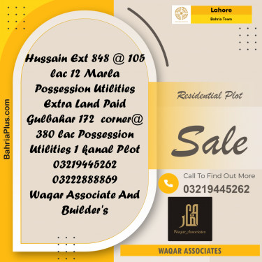 Residential Plot for Sale in Bahria Town, Lahore - (BP-190637)