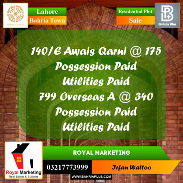 Residential Plot for Sale in Bahria Town, Lahore - (BP-190701)