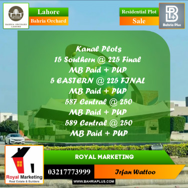 Residential Plot for Sale in Bahria Orchard, Lahore - (BP-190753)