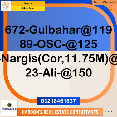 Residential Plot for Sale in Bahria Town, Lahore - (BP-190783)