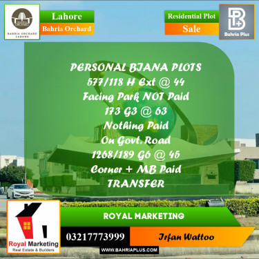 Residential Plot for Sale in Bahria Orchard, Lahore - (BP-190853)