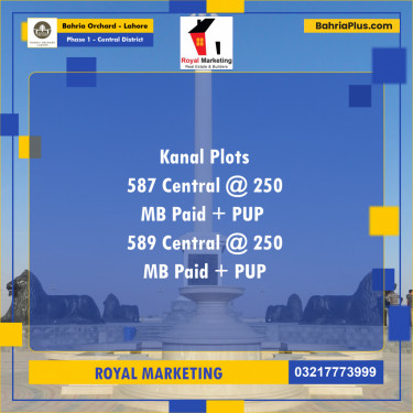 Residential Plot for Sale in Phase 1 - Central District -  Bahria Orchard, Lahore - (BP-190857)