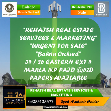 Residential Plot for Sale in Bahria Orchard, Lahore - (BP-190868)
