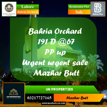 Residential Plot for Sale in Bahria Orchard, Lahore - (BP-190880)