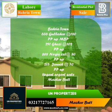 Residential Plot for Sale in Bahria Town, Lahore - (BP-190891)