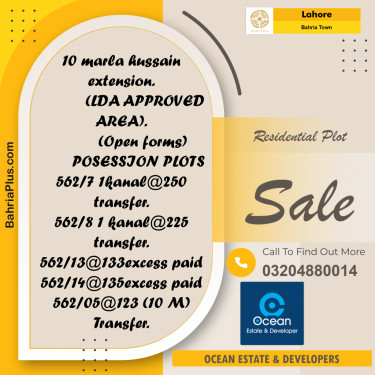 Residential Plot for Sale in Bahria Town, Lahore - (BP-190922)