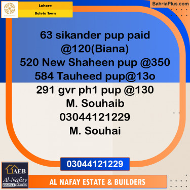 Residential Plot for Sale in Bahria Town, Lahore - (BP-190924)