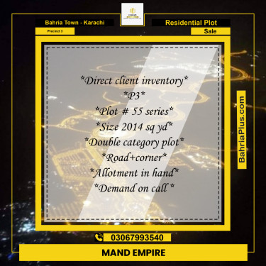 2000 Sq. Yards Residential Plot for Sale in Precinct 3 -  Bahria Town, Karachi - (BP-190940)