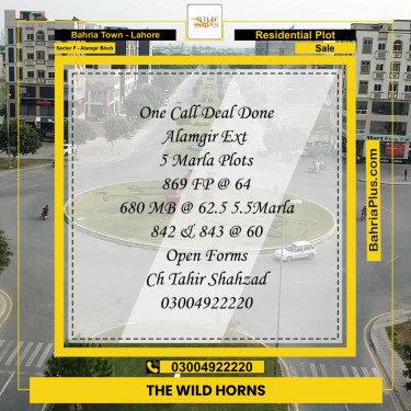 Residential Plot for Sale in Sector F - Alamgir Block -  Bahria Town, Lahore - (BP-190962)