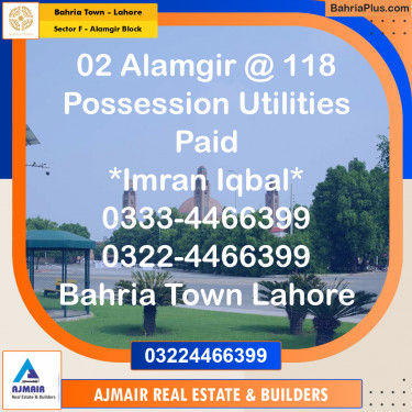 Residential Plot for Sale in Sector F - Alamgir Block -  Bahria Town, Lahore - (BP-190997)