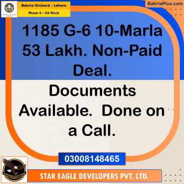 Residential Plot for Sale in Phase 4 - G6 Block -  Bahria Orchard, Lahore - (BP-191062)