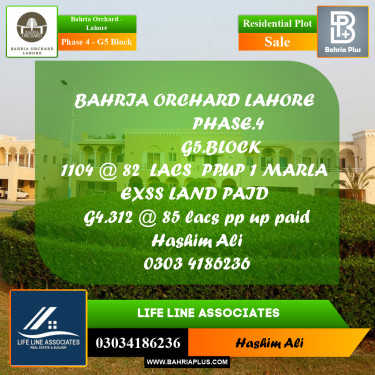 Residential Plot for Sale in Phase 4 - G5 Block -  Bahria Orchard, Lahore - (BP-191099)