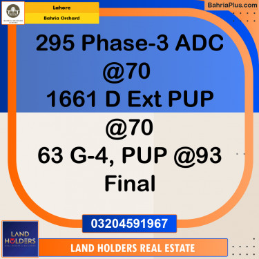 Residential Plot for Sale in Bahria Orchard, Lahore - (BP-191183)