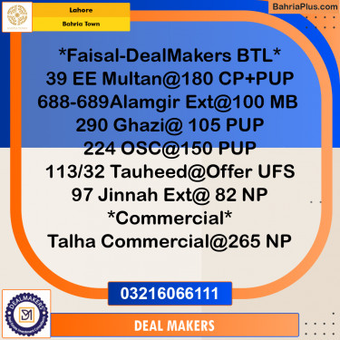 Residential Plot for Sale in Bahria Town, Lahore - (BP-191218)