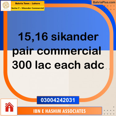 Commercial Plot for Sale in Sector F - Sikandar Commercial -  Bahria Town, Lahore - (BP-191247)