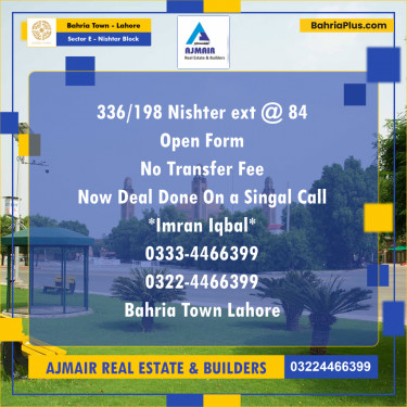 Residential Plot for Sale in Sector E - Nishtar Block -  Bahria Town, Lahore - (BP-191249)