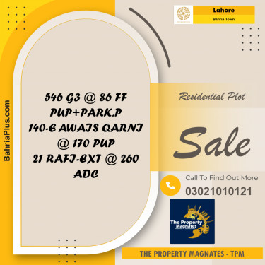 Residential Plot for Sale in Bahria Town, Lahore - (BP-191352)