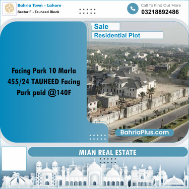 Residential Plot for Sale in Sector F - Tauheed Block -  Bahria Town, Lahore - (BP-191378)