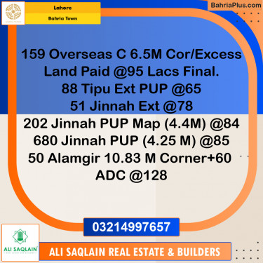 Residential Plot for Sale in Bahria Town, Lahore - (BP-191405)