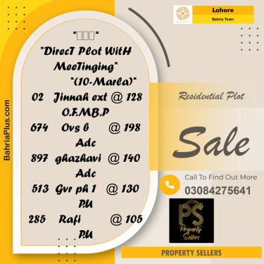 Residential Plot for Sale in Bahria Town, Lahore - (BP-191449)
