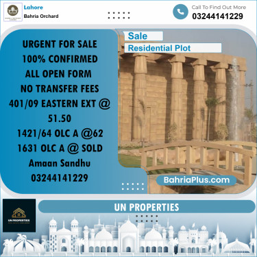 Residential Plot for Sale in Bahria Orchard, Lahore - (BP-191456)