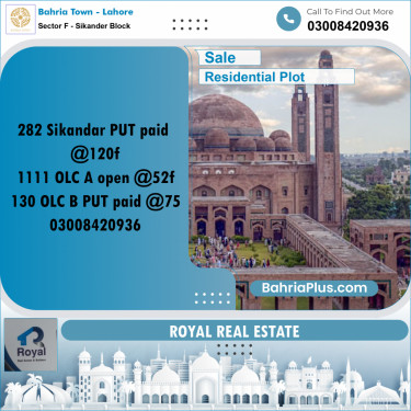 Residential Plot for Sale in Sector F - Sikander Block -  Bahria Town, Lahore - (BP-191467)
