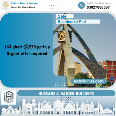 Residential Plot for Sale in Sector B - Ghouri Block -  Bahria Town, Lahore - (BP-191491)