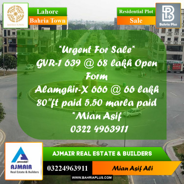 Residential Plot for Sale in Bahria Town, Lahore - (BP-191560)