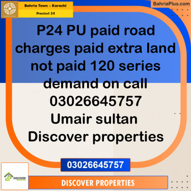 125 Sq. Yards Residential Plot for Sale in Precinct 24 -  Bahria Town, Karachi - (BP-191572)