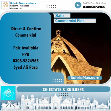 Commercial Plot for Sale in Sector F - Sikandar Commercial -  Bahria Town, Lahore - (BP-191575)