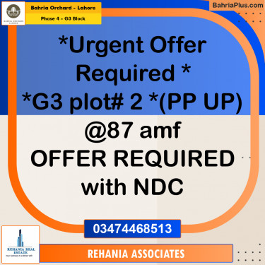 Residential Plot for Sale in Phase 4 - G3 Block -  Bahria Orchard, Lahore - (BP-191584)