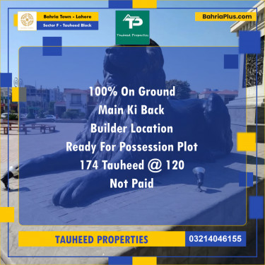 Residential Plot for Sale in Sector F - Tauheed Block -  Bahria Town, Lahore - (BP-191704)