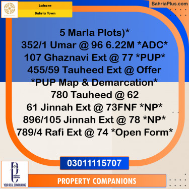Residential Plot for Sale in Bahria Town, Lahore - (BP-191746)