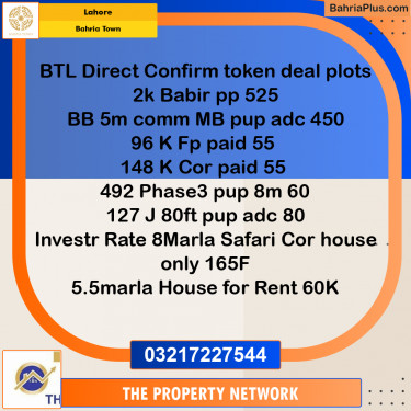 Residential Plot for Sale in Bahria Town, Lahore - (BP-191752)