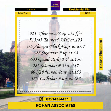 Residential Plot for Sale in Bahria Town, Lahore - (BP-191757)