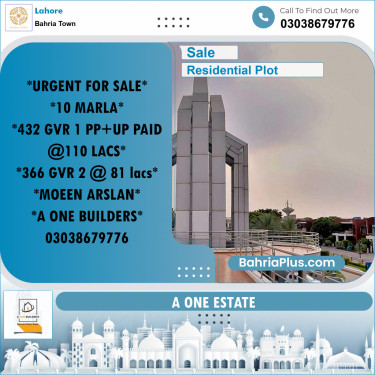 Residential Plot for Sale in Bahria Town, Lahore - (BP-191767)